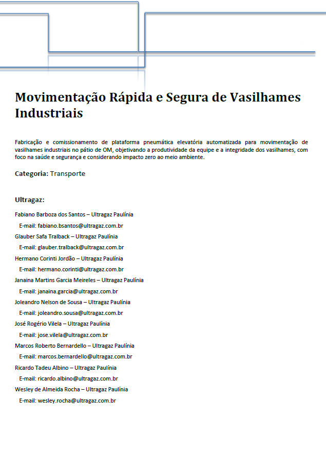 MOVIMENTACAO RAPIDA E SEGURA DE VASILHAMES INDUSTRIAIS